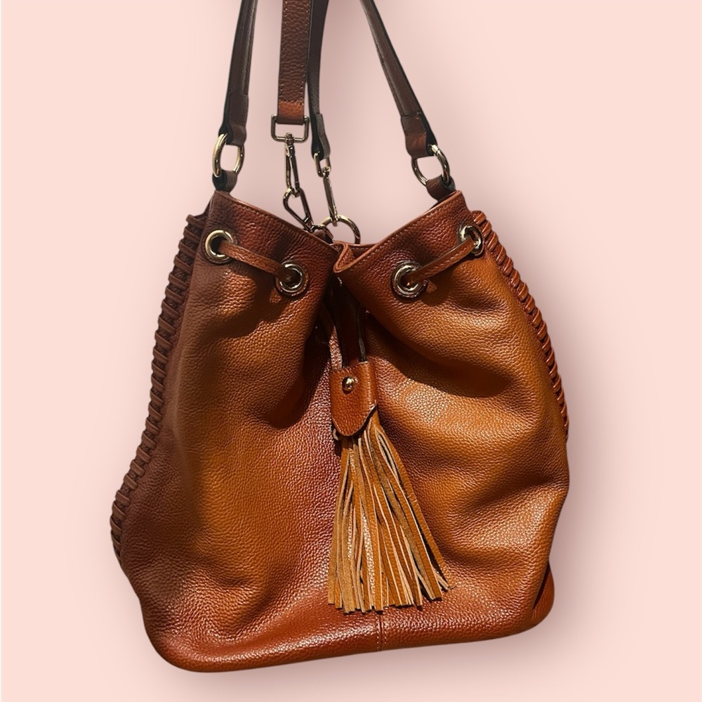 Boho western Brown leather bucket bag vincenzo